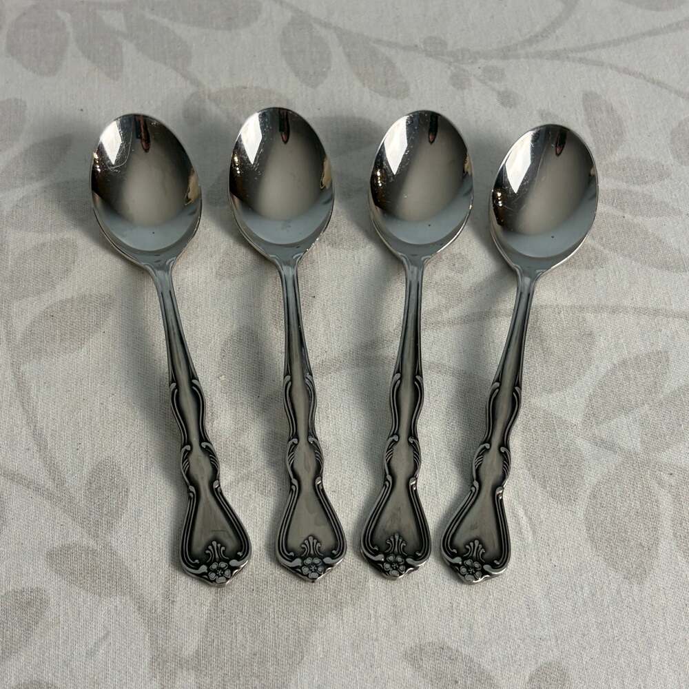 Noritake Sylvia (Stainless) Teaspoon 5 7/8 replacement - Lot of 4 silverware